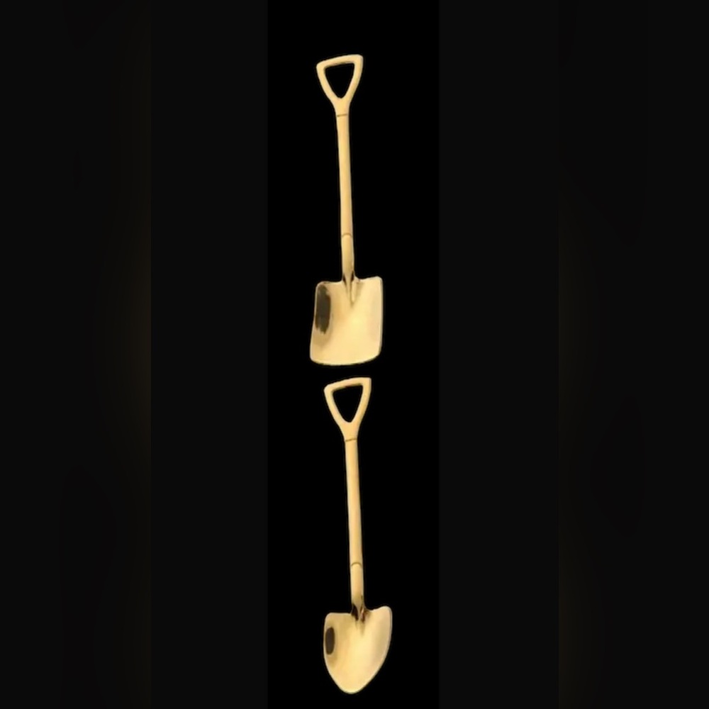 Cute Two Shovel “Pair” Unique Gift Stainless Steel Gold Spoons! - Picture 3 of 7